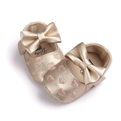 Infants heart design bow dress shoes SHO