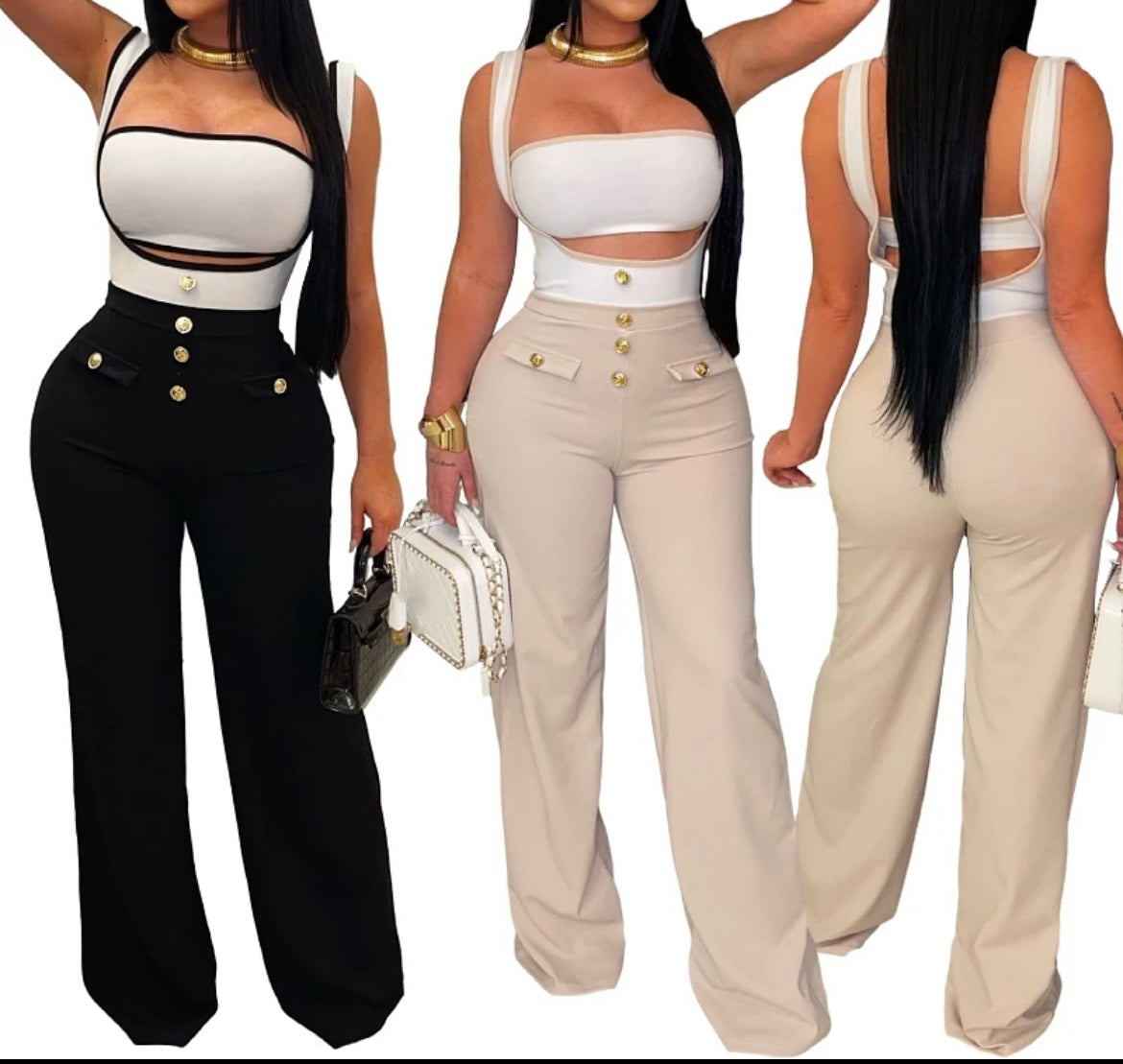Women stylish casual suspender jumpsuit