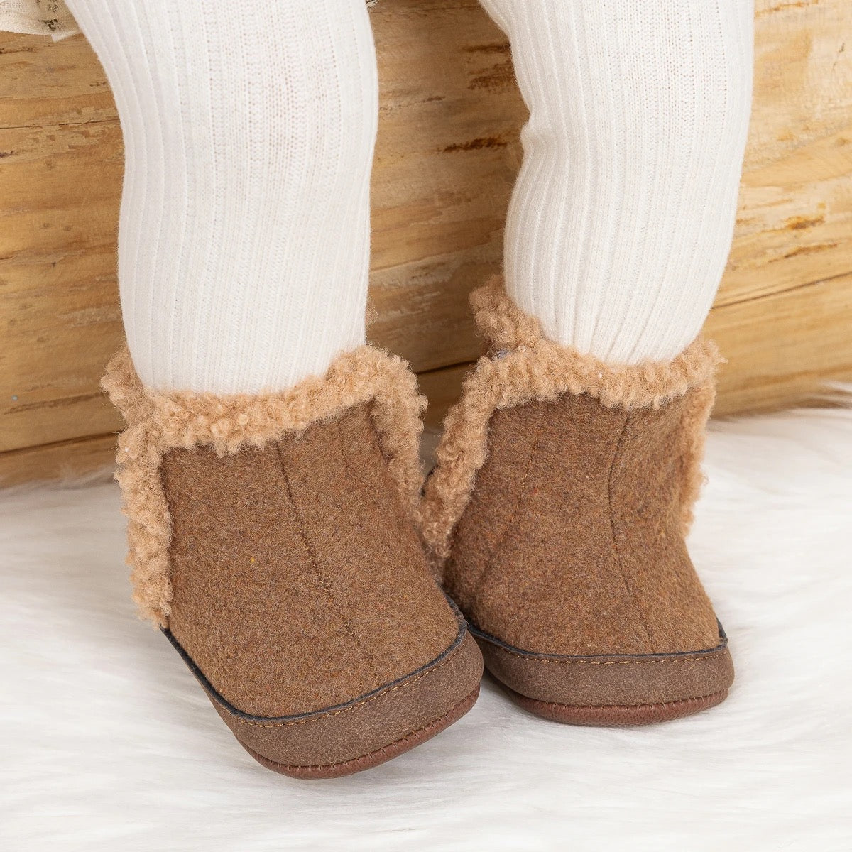 Cozy fleece lined winter boots soft sole woolen baby snow boots SHO