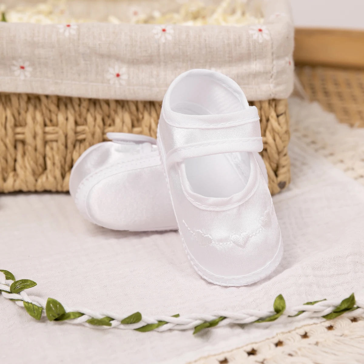 Infants white satin baptism shoes SHO