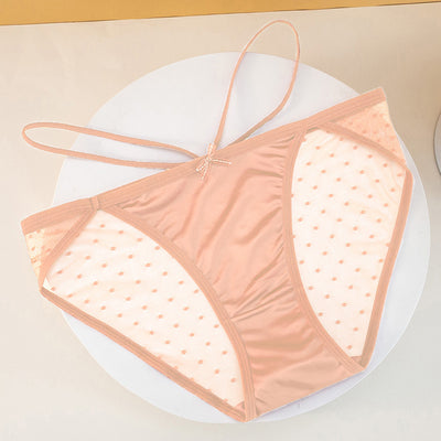 Sweet Pearl Ice Silk Lace Low Waist European And American Lace Up Underwear For Women