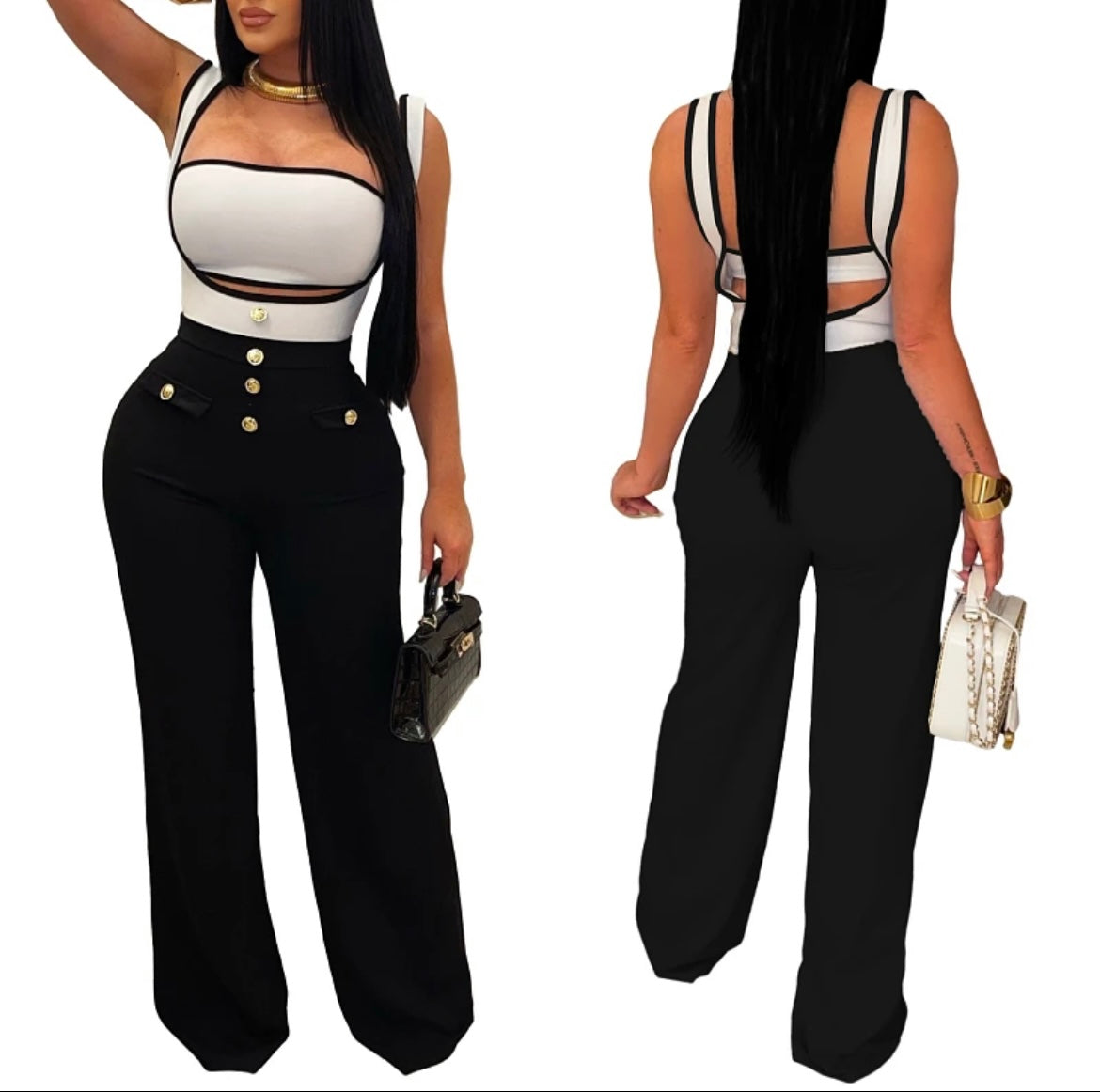 Women stylish casual suspender jumpsuit