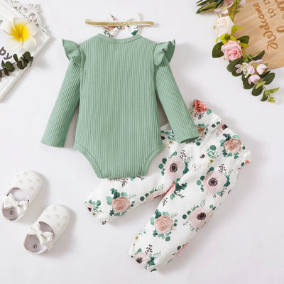 Infants floral jumpsuit with headband FSH