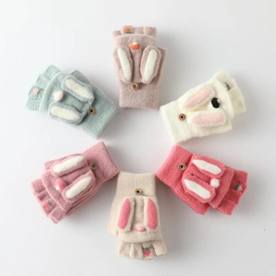 Toddlers warm winter half finger mitten