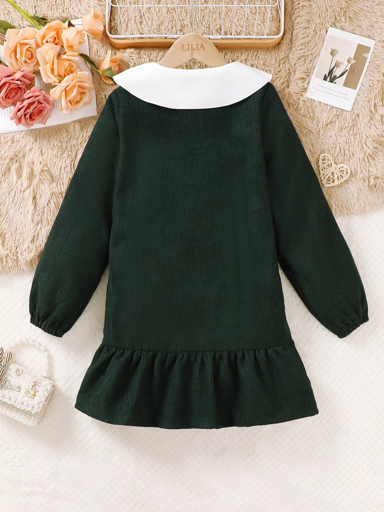 Girls long sleeve polo style collar dress FSH