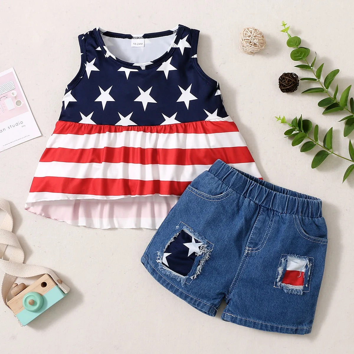 Infant girls  Independence Day set FSH