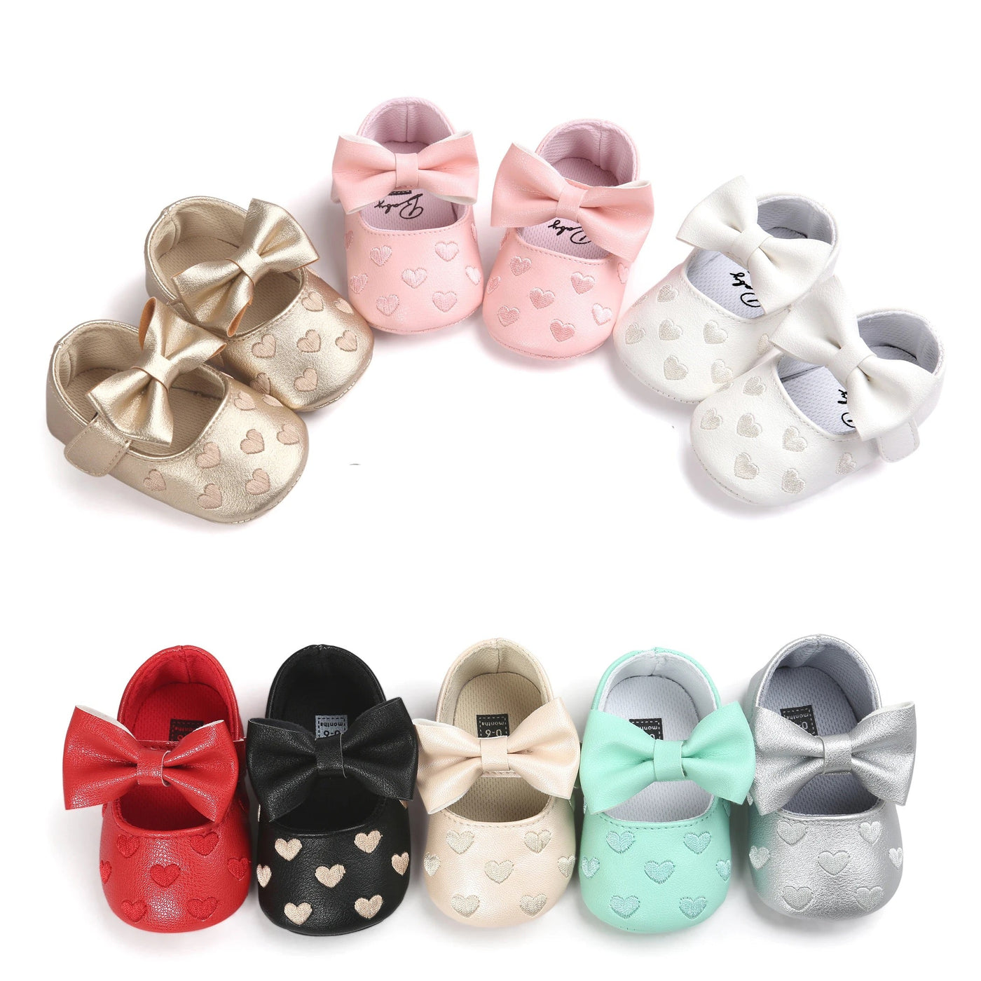 Infants heart design bow dress shoes SHO