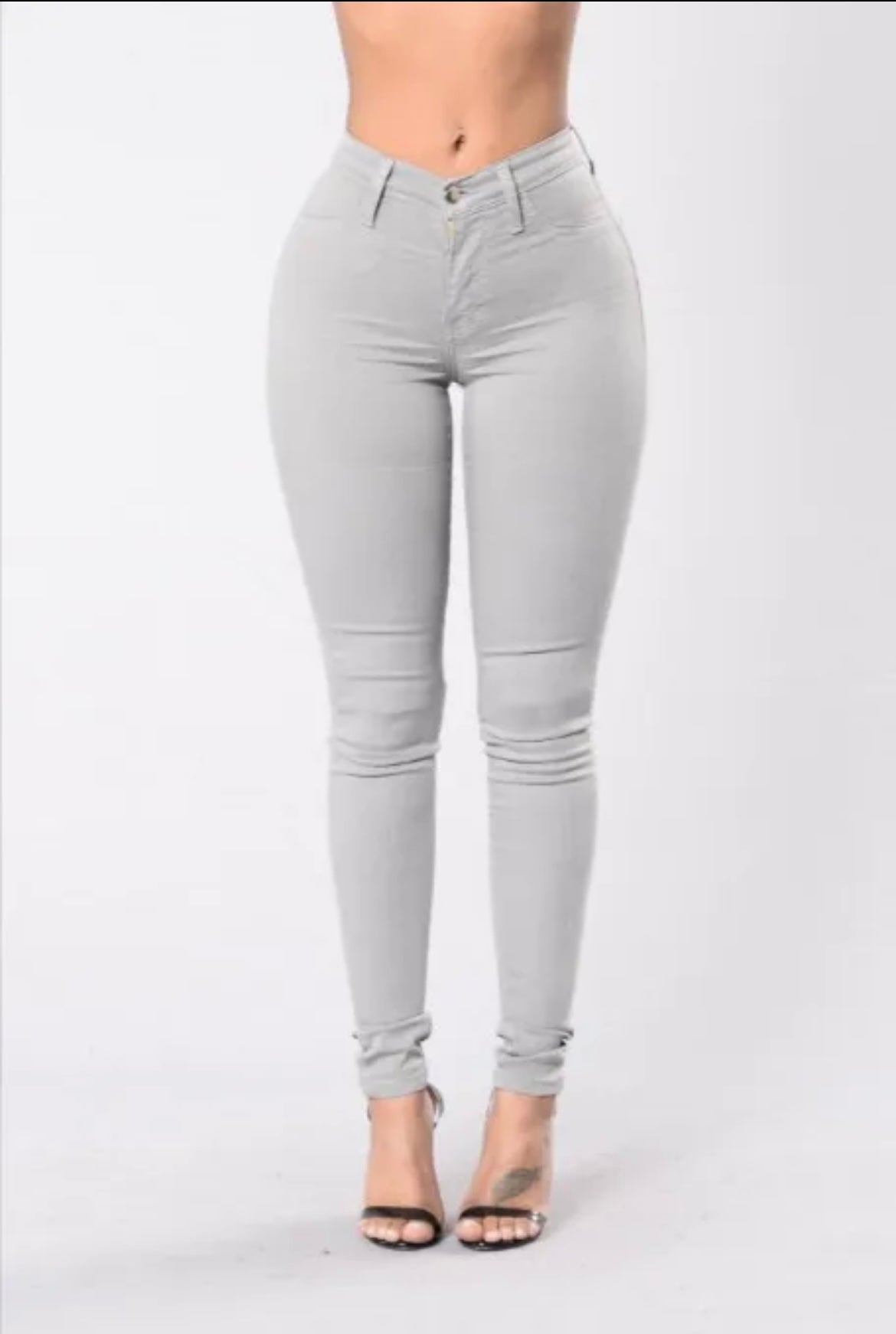 Women slim skinny high waist denim pencil stretch pants