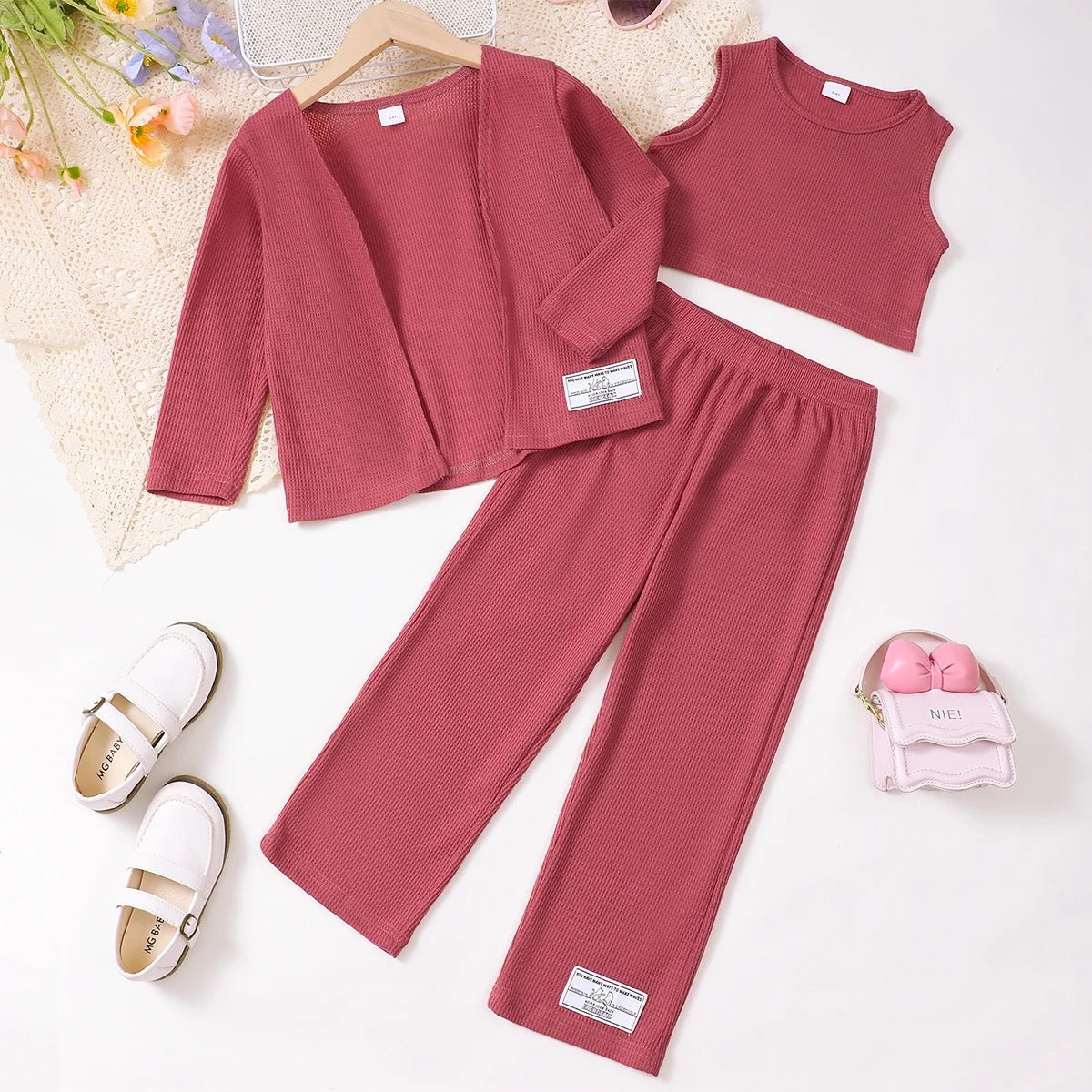 Girls 3 pc long sleeve casual pants set FSH