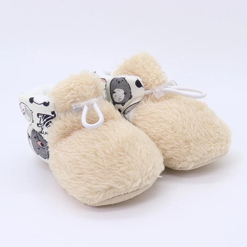 Plush booties with animal print toddlers/infants SHO