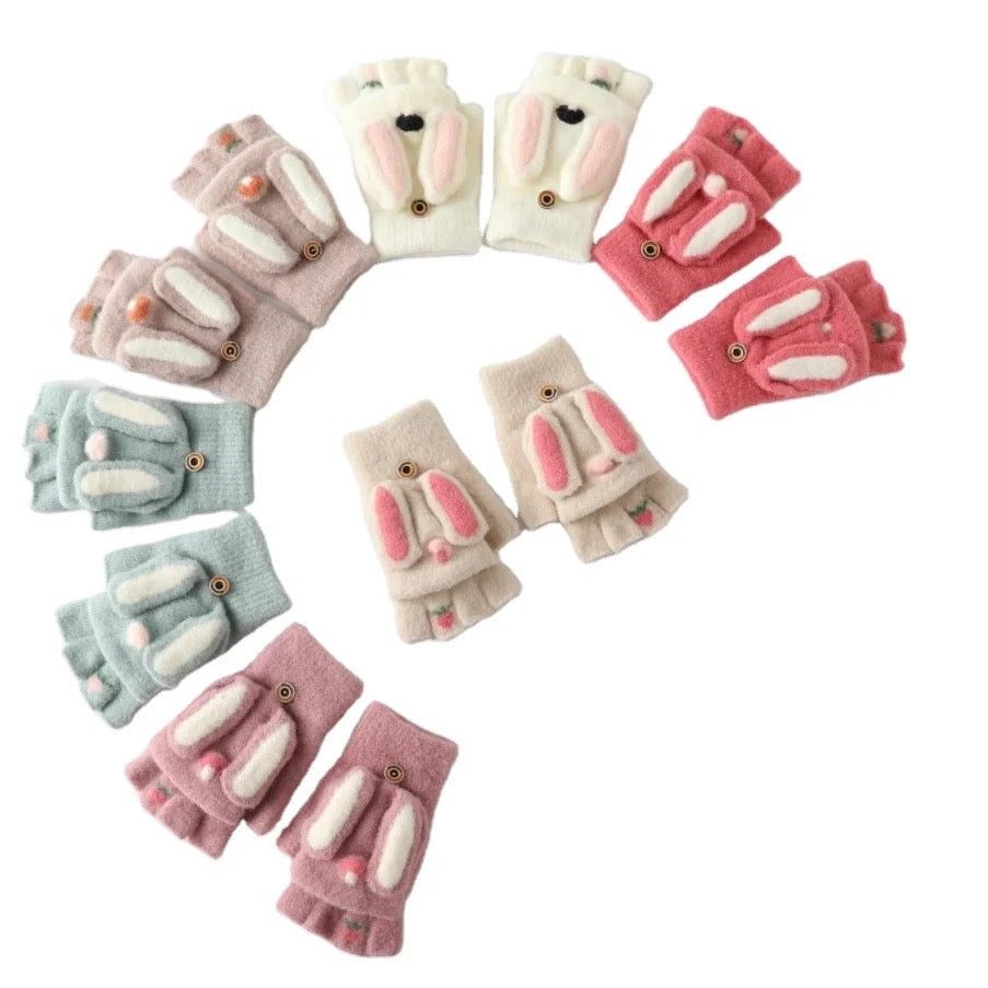 Toddlers warm winter half finger mitten