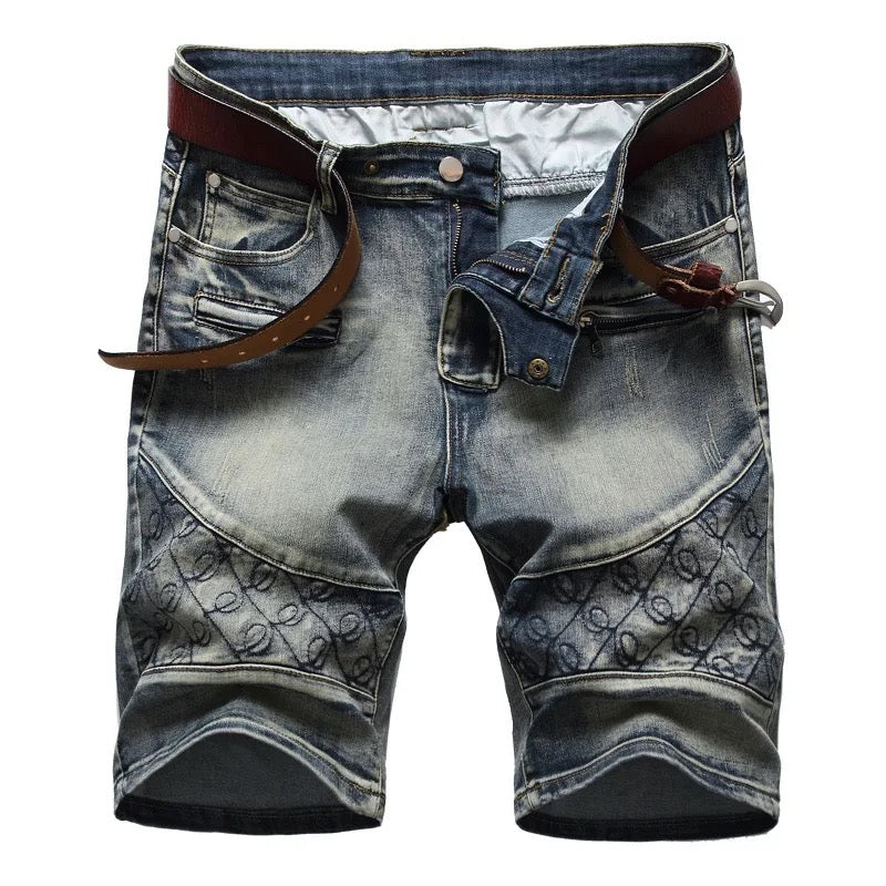 Men slim fit straight Jean shorts Yin
