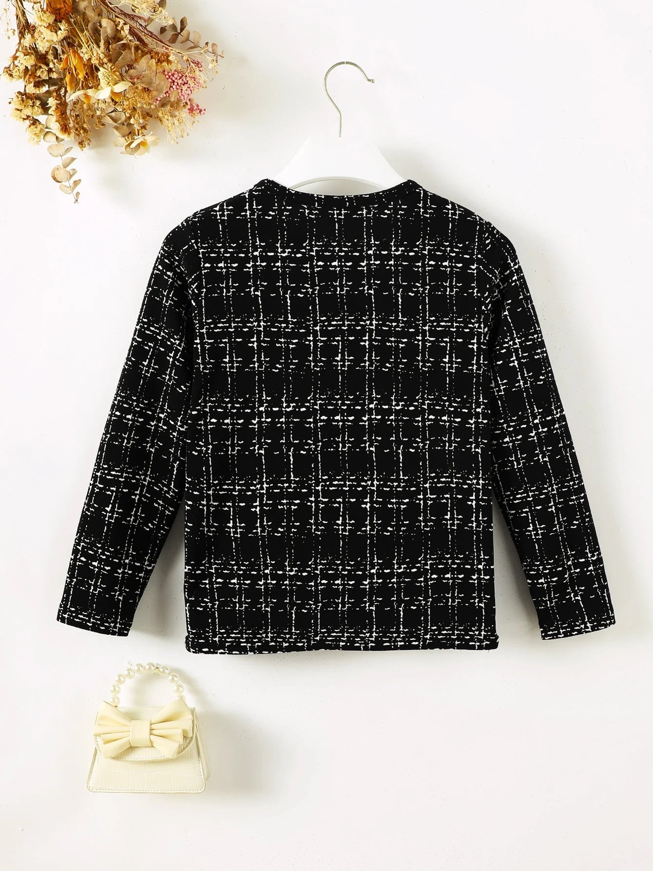 Girls plaid knitting jacket FSH