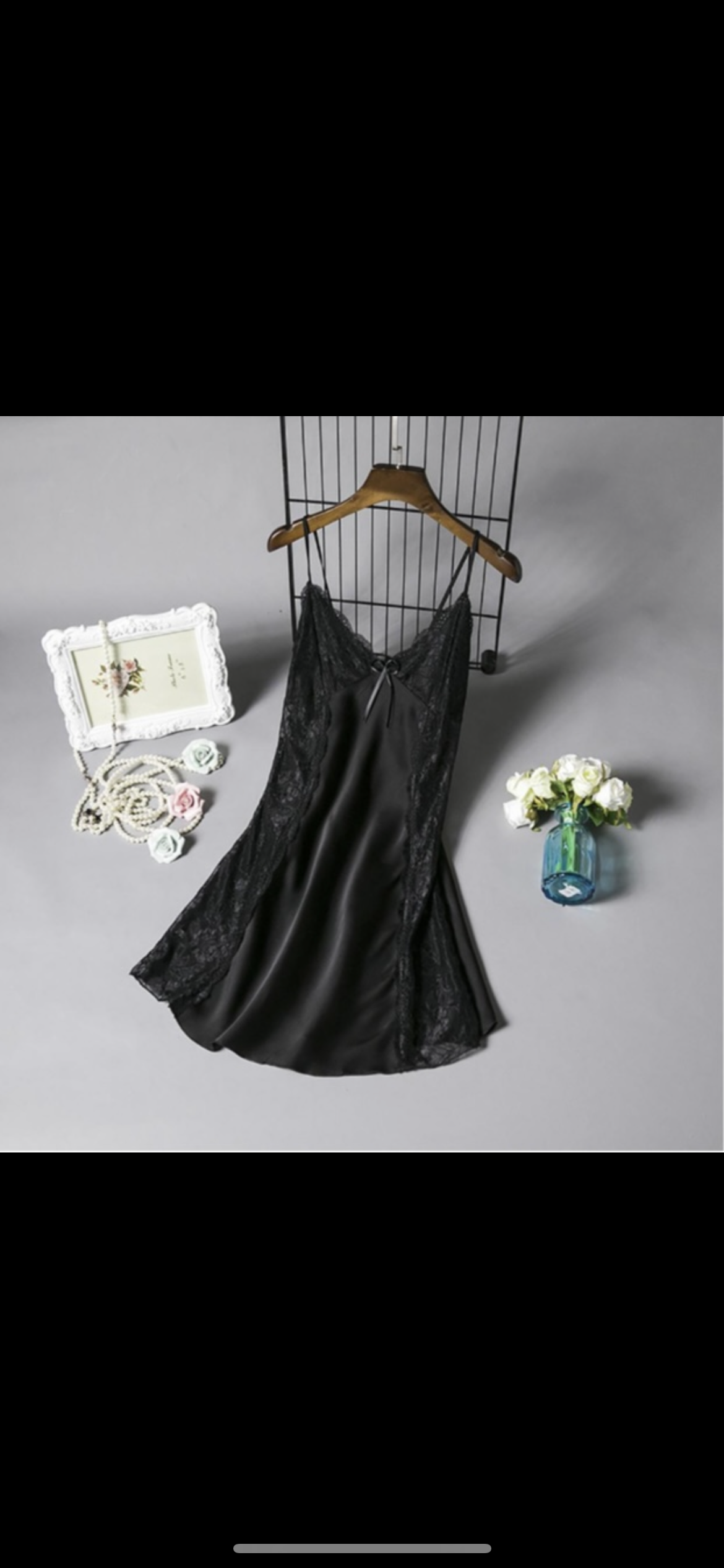 Black silk nightgown
