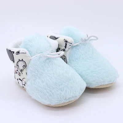 Plush booties with animal print toddlers/infants SHO