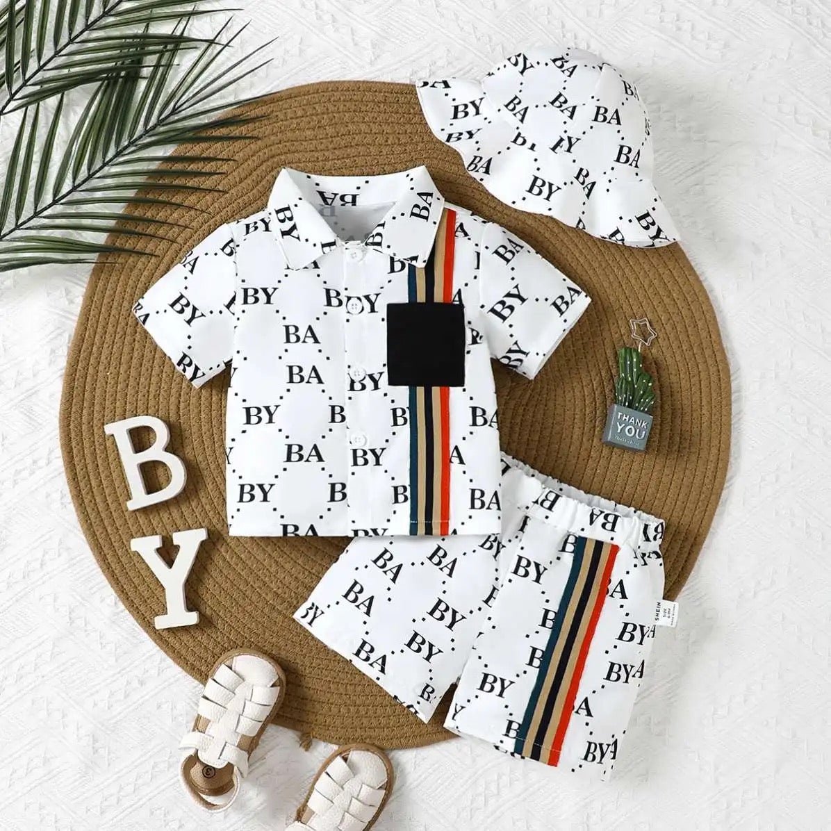 Baby boy casual button down shirt set FSH