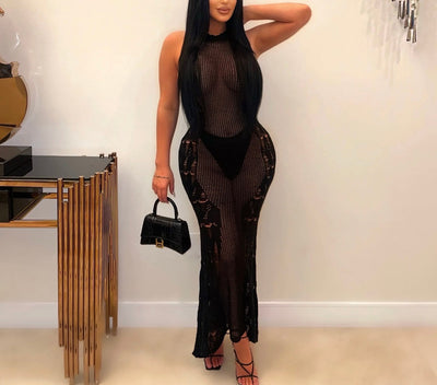 Women nightclub knitted cut out beach bodycon dress