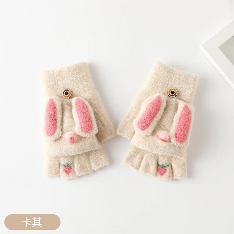 Toddlers warm winter half finger mitten