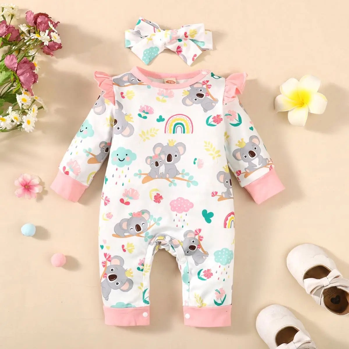 2 pc romper set for infant girls FSH