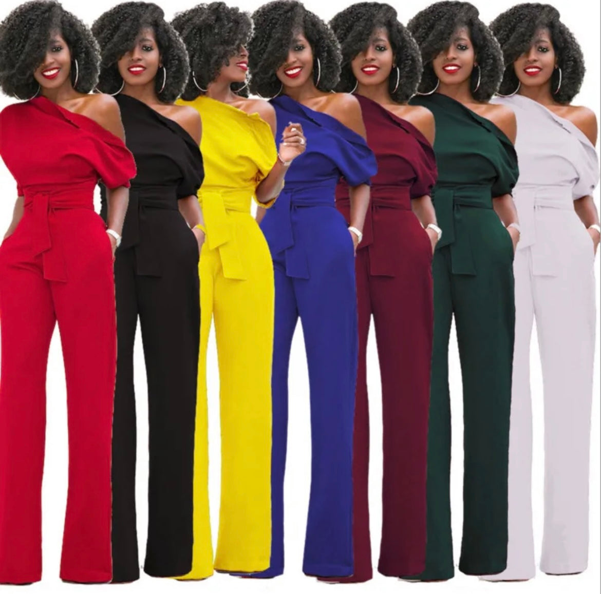 Women solid color asymmetrical one piece jumpsuit