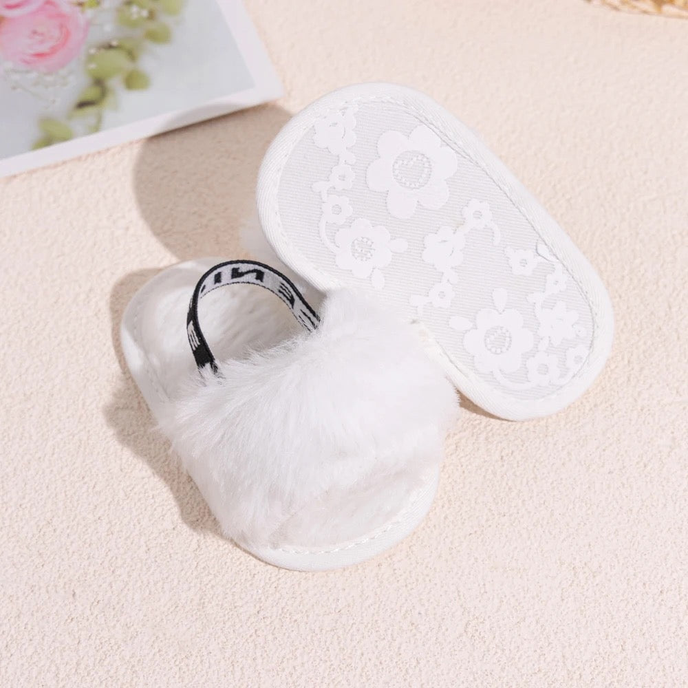 Infant girls soft fur slip on sandals SHO