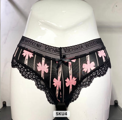 High-End Fashion Women's Sexy Lace Hot Pants Women's Bow Printed panties