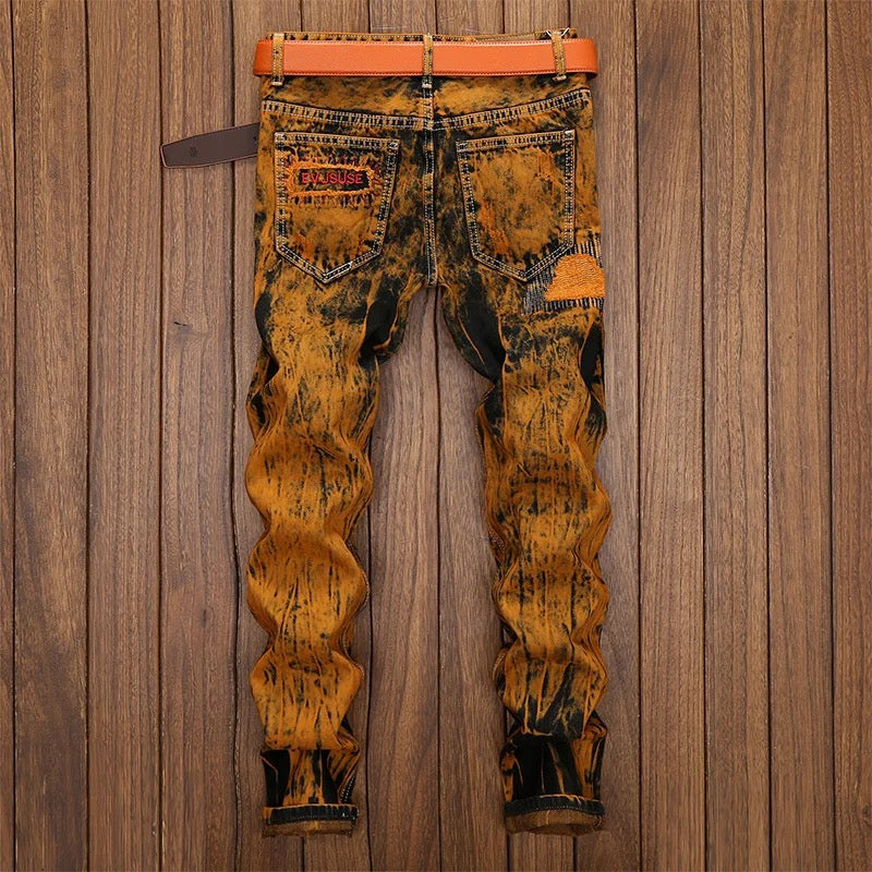 Men street wear stylish skinny jeans Yin
