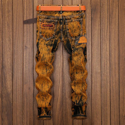 Men street wear stylish skinny jeans Yin