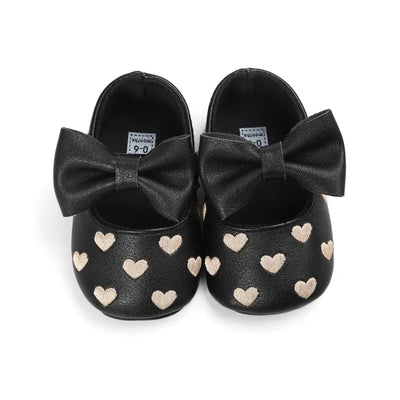 Infants heart design bow dress shoes SHO