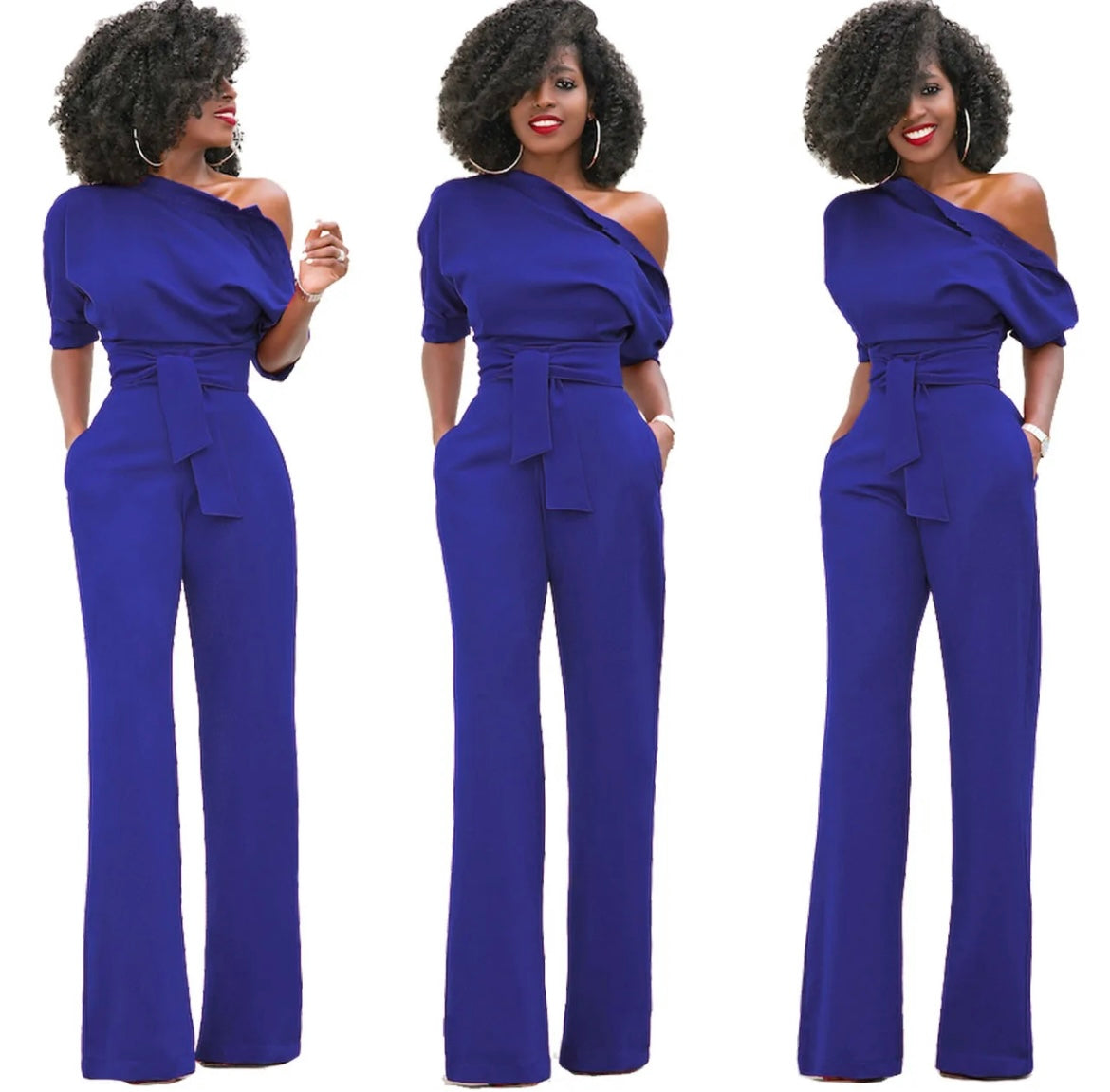 Women solid color asymmetrical one piece jumpsuit