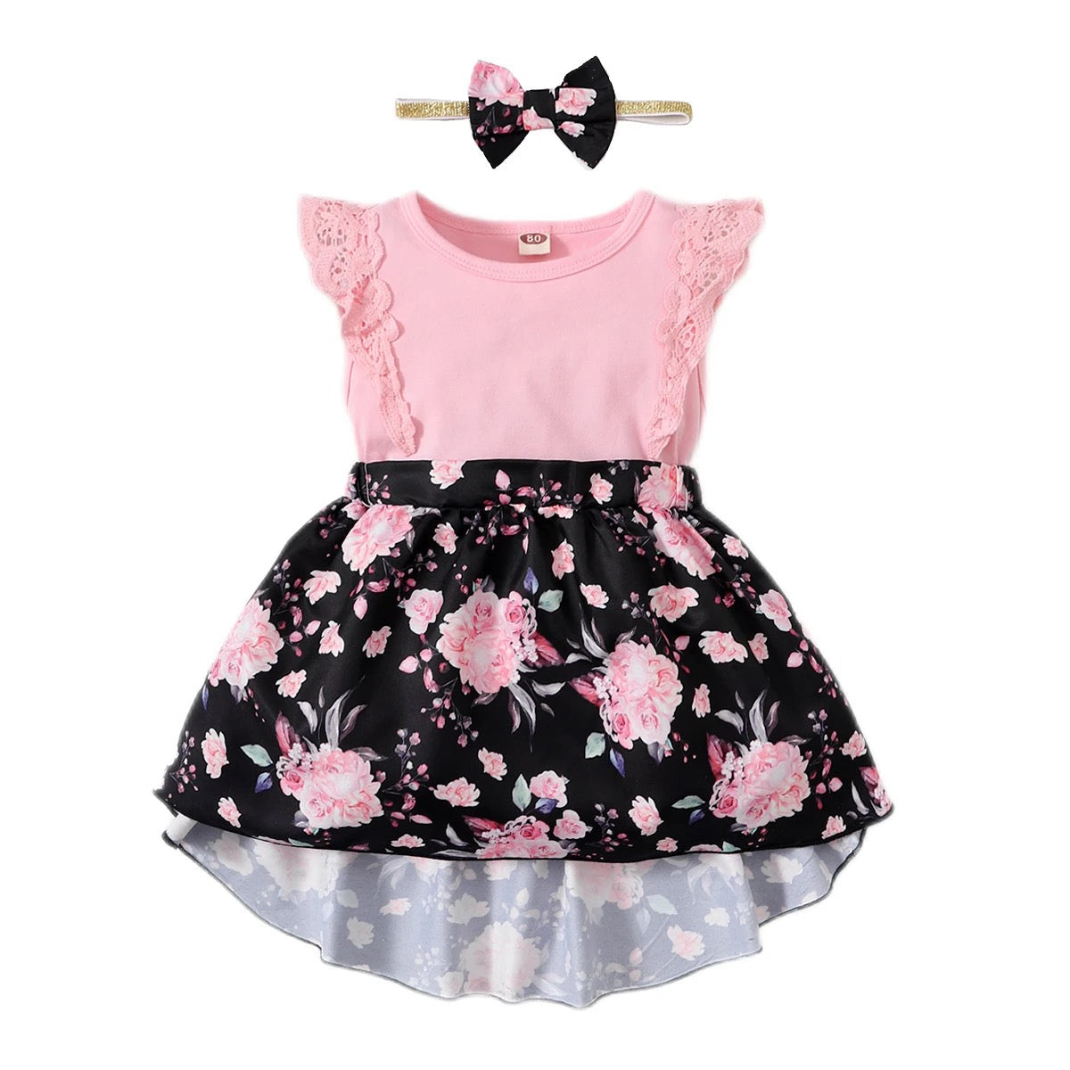 Infant girls ruffled sleeve layer dress FSH