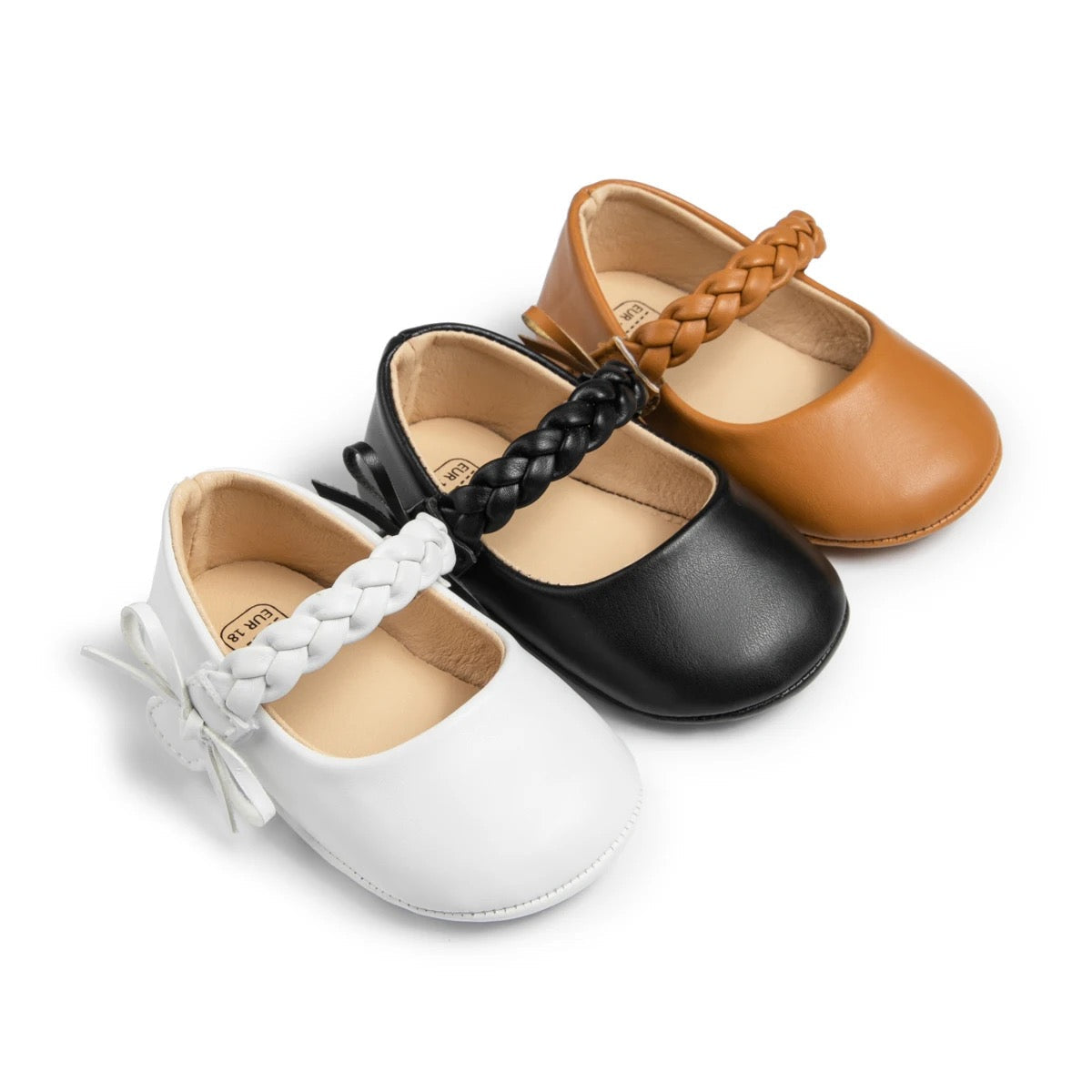 Infants bowknot rubber soft dress shoes