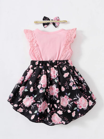 Infant girls ruffled sleeve layer dress FSH