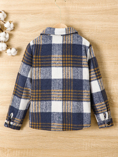 Kids plaid cotton wool loose blouse FSH
