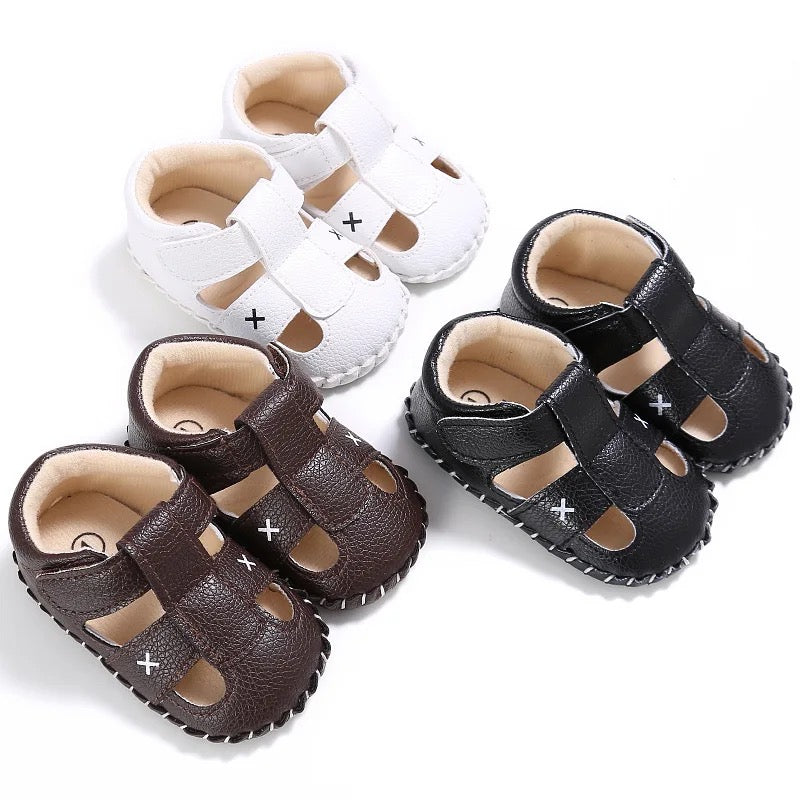 Infants cross accent leather sandals SHO