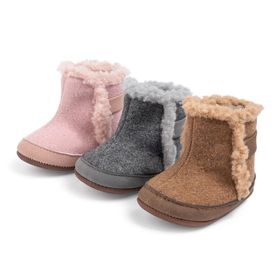 Cozy fleece lined winter boots soft sole woolen baby snow boots SHO
