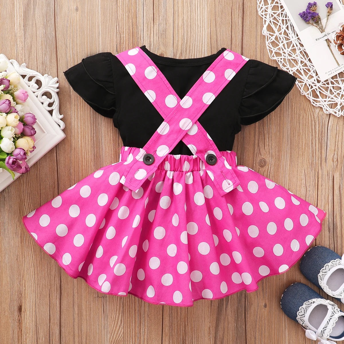 Baby girls 2 pc skirt suspender dress FSH