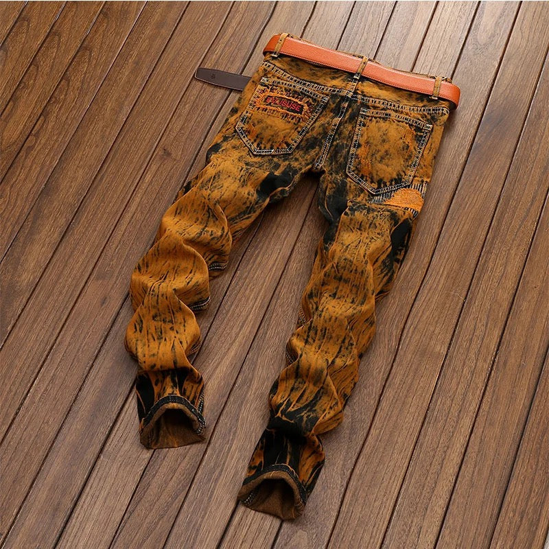 Men street wear stylish skinny jeans Yin