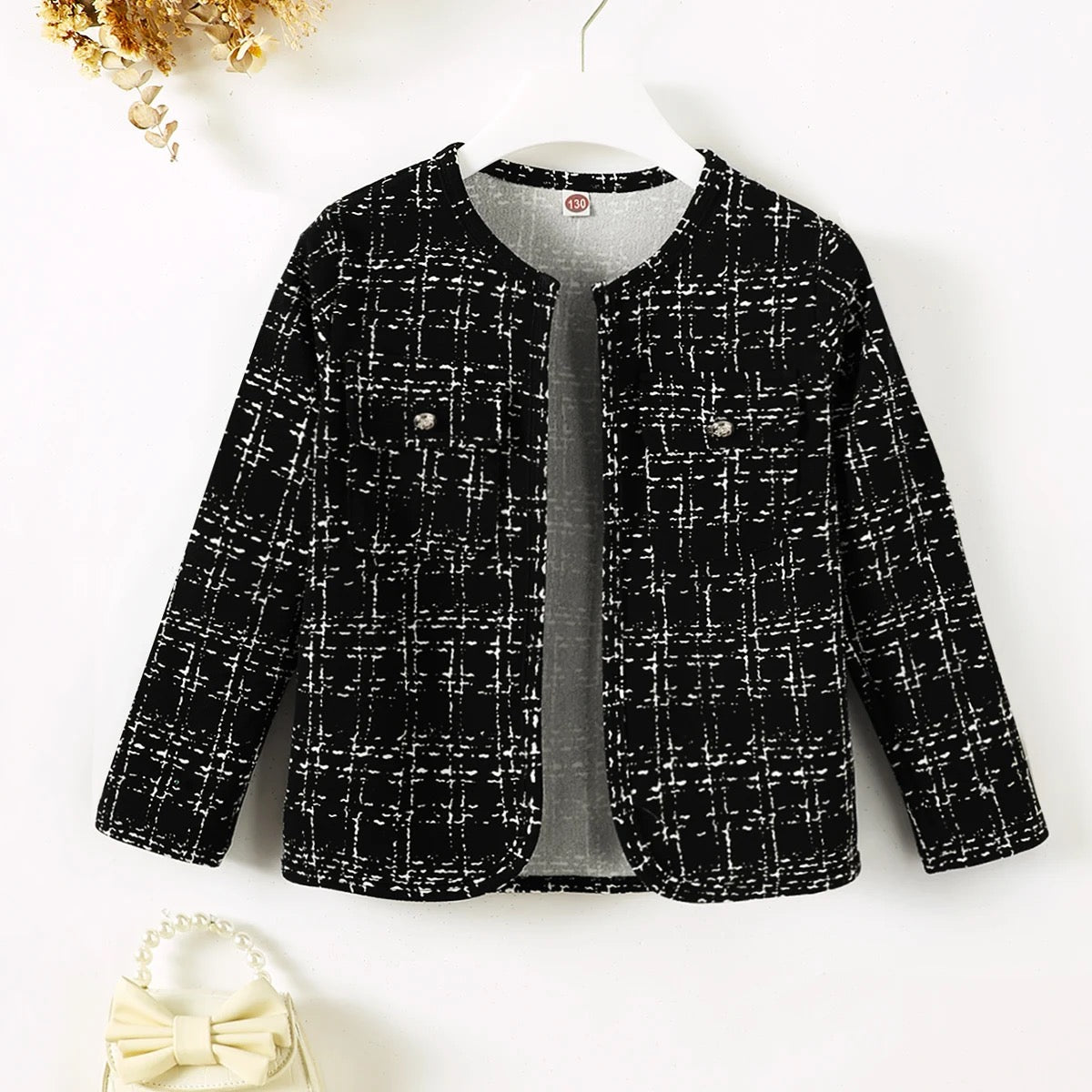 Girls plaid knitting jacket FSH