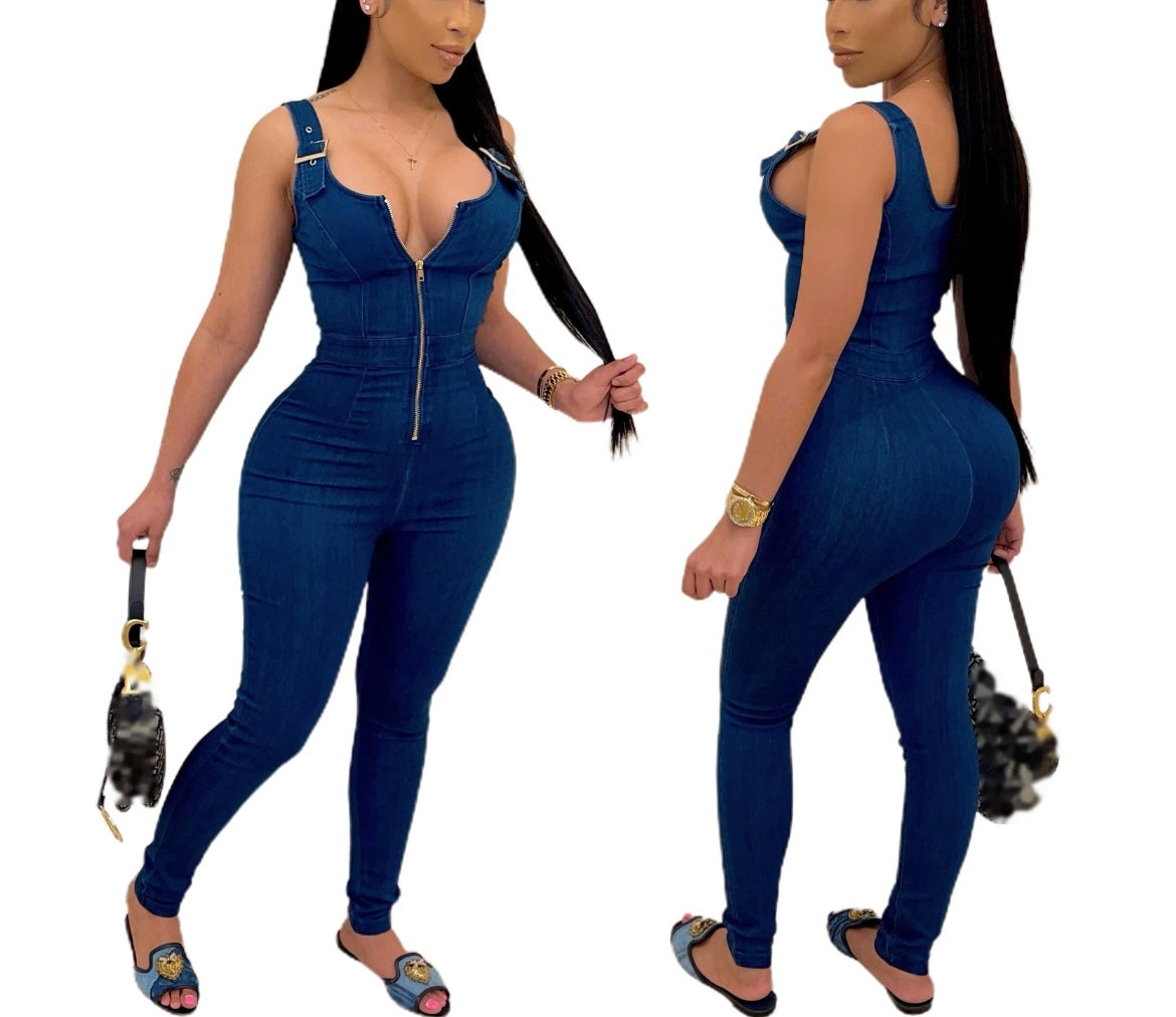 Women denim jumpsuit