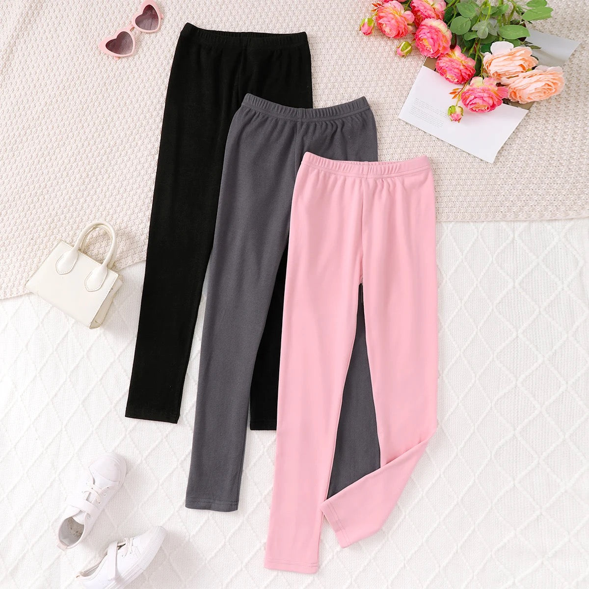 Girls 3 pc comfortable stretchy leggings FSH