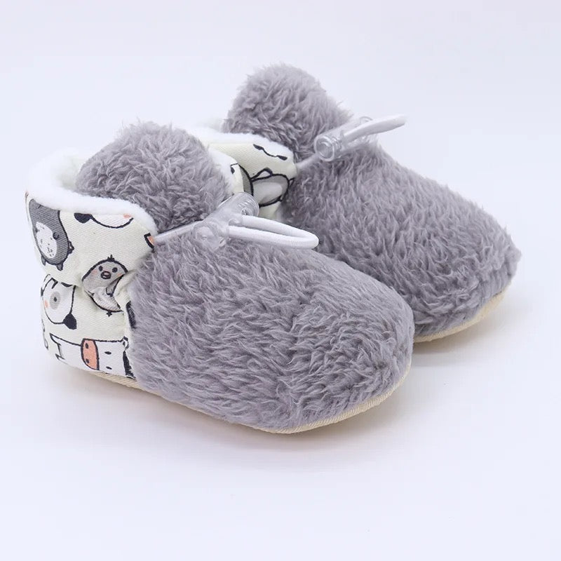 Plush booties with animal print toddlers/infants SHO