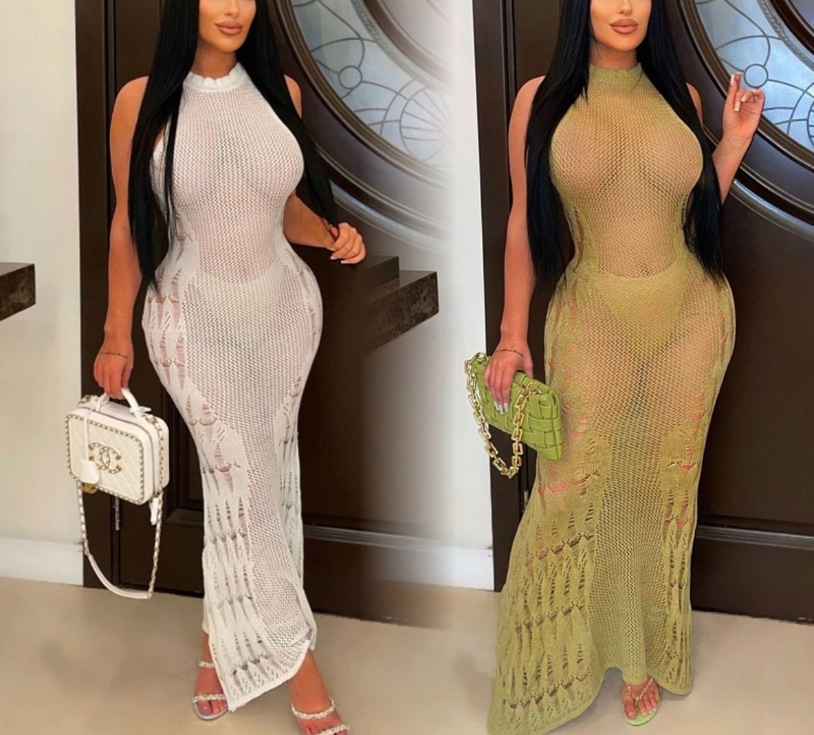 Women nightclub knitted cut out beach bodycon dress