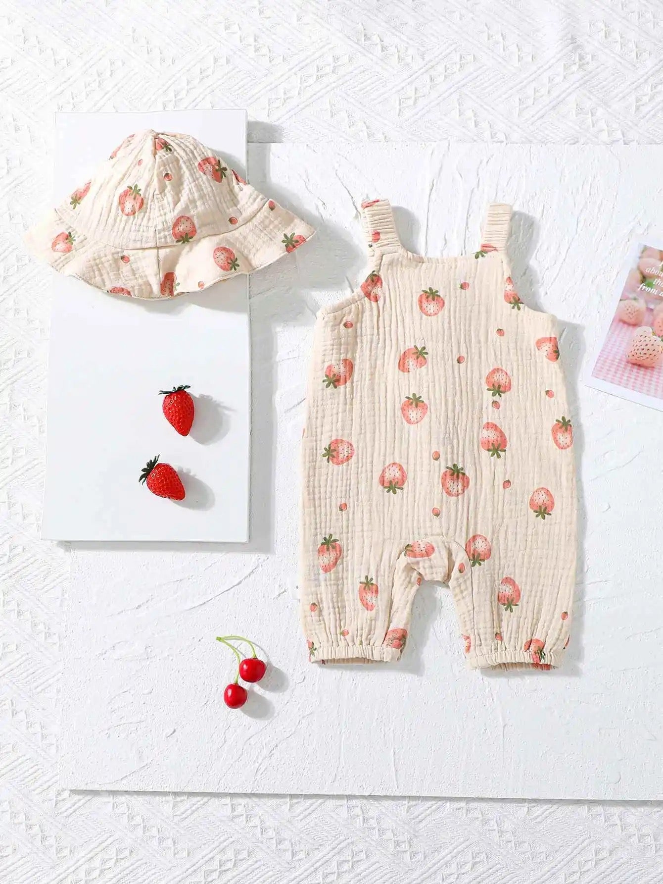 Infant girls strawberry printed pure cotton one pc FSH