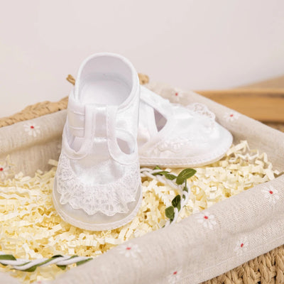 Infants white satin baptism shoes SHO