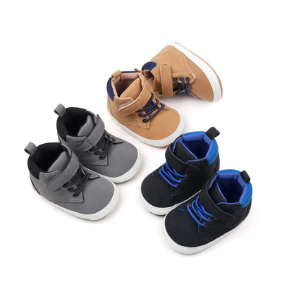 Boys Stylish high top baby booties soft sole crib shoes SHO