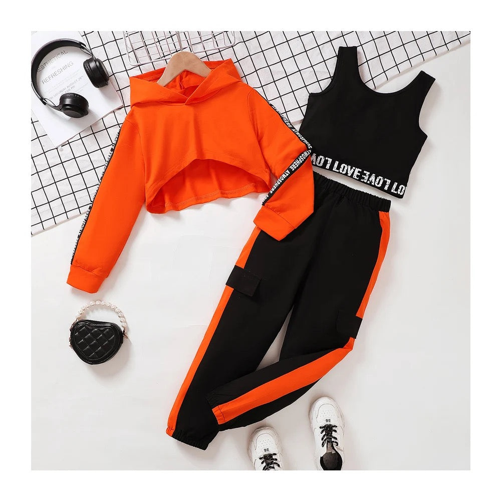 Kids 3 PCs cotton street dance clothes FSH