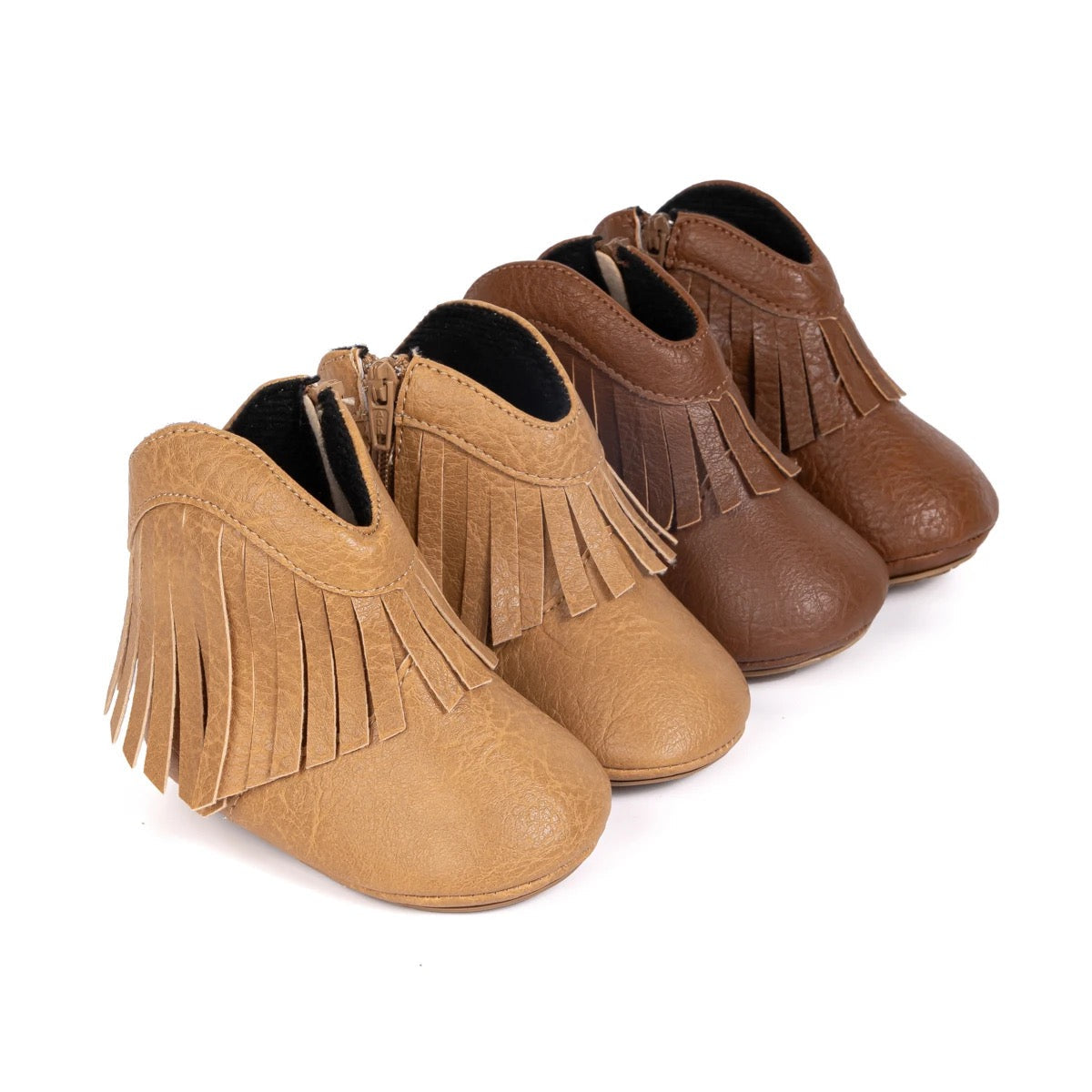 Infants fringe trimmed western leather boots SHO