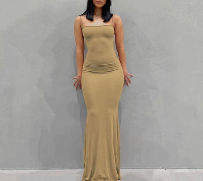 Women slim fit long fishtail skirt maxi dress
