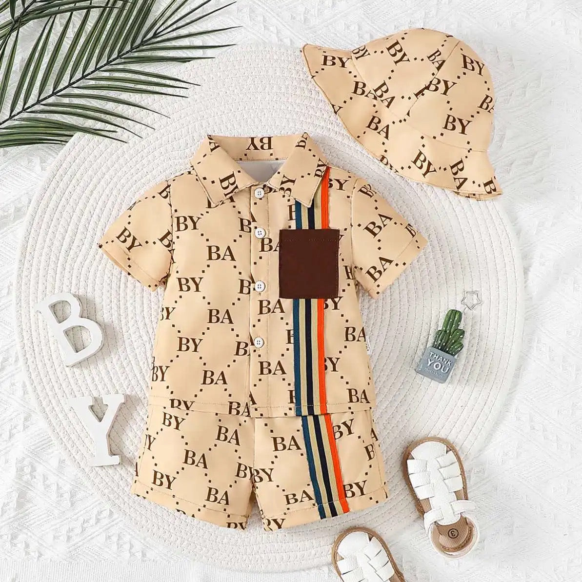 Baby boy casual button down shirt set FSH